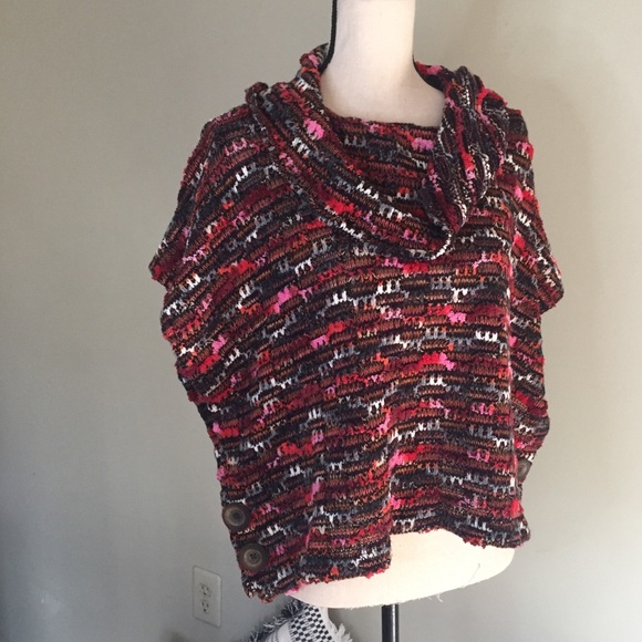 SNO Skins Multi color Loose Knit Cowl Neck Sweater/Poncho, S - Picture 1 of 8